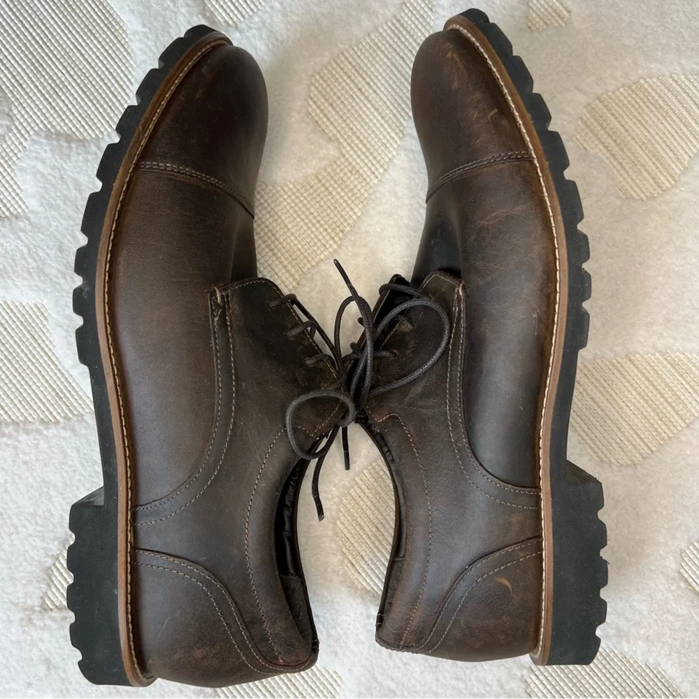 Rockport Trutech Brown Leather Cap Toe Oxford Casual Lace Shoes Mens Size 10.5 M - Picture 2 of 16